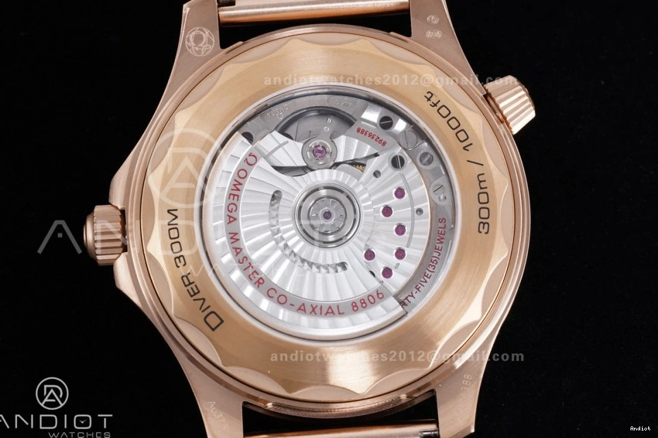 300M A8806 1:1 VSF on Diver Bracelet Gold Mesh Edition Seamaster Dial Best Rose Black 1224